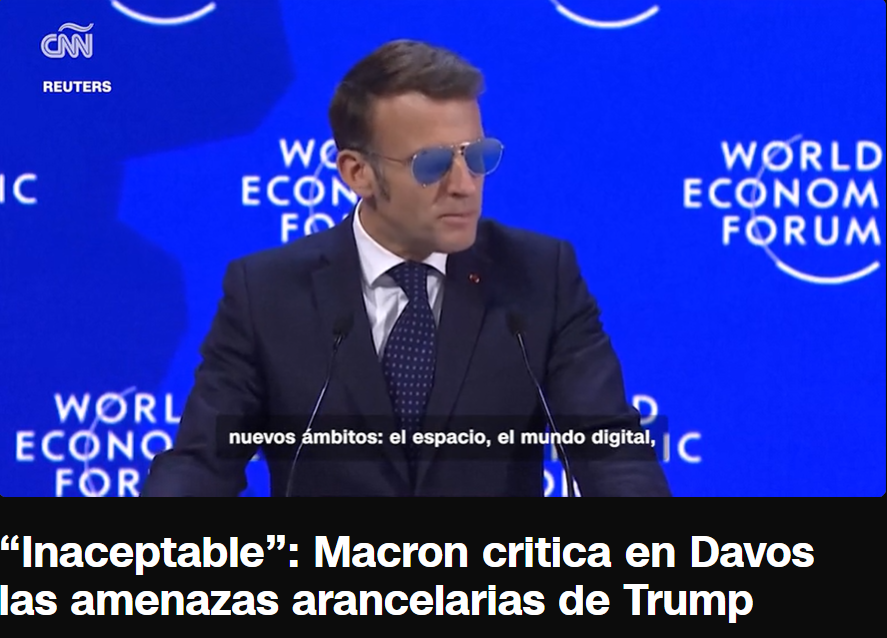 Emmanuel Macrón Presidente de Francia en Davos 2026