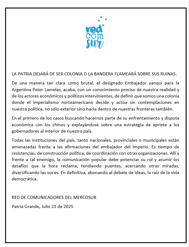 Pronunciamiento RedComSur