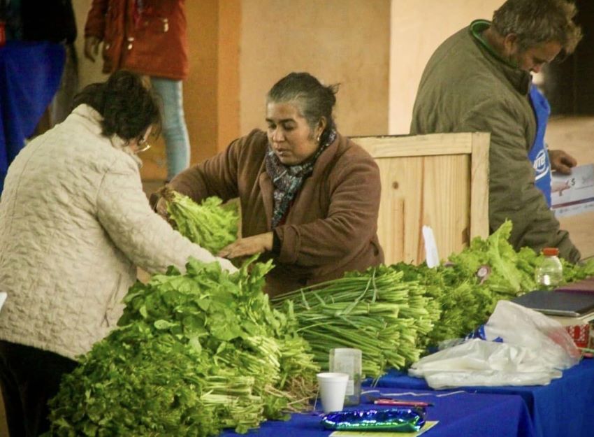 A pesar del frío y la lluvia las familias concurrieron a comprar productos frescos de las chacras